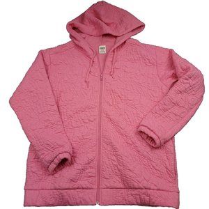 Victorias‎ Secret Womens M Coat Pink Cotton Quilted Full Zip Jacket Pockets Soft